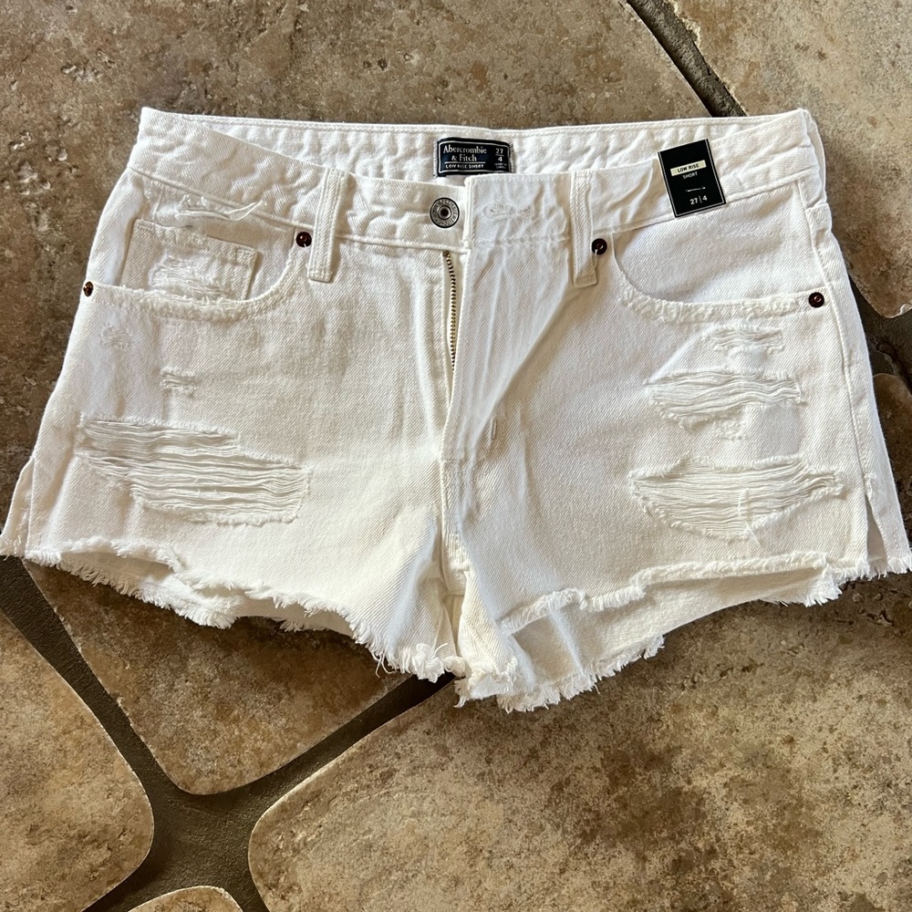 Abercrombie & Fitch White Jean Shorts